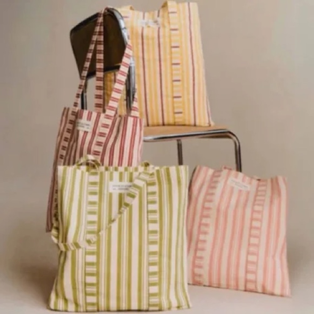 Striped Canvas Tote Bag